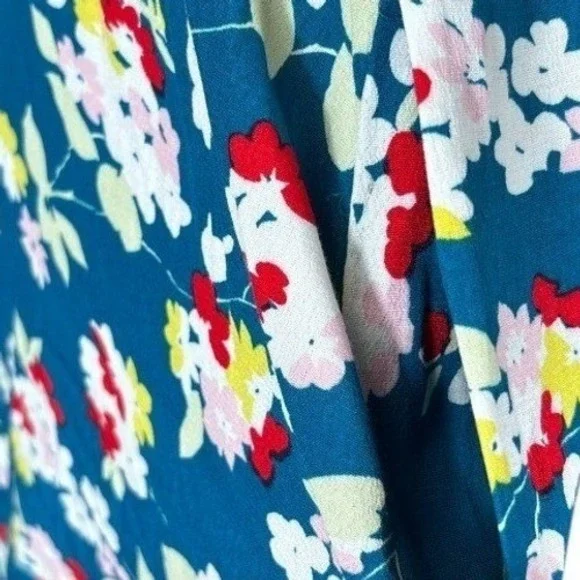 Anthropologie One‎ Shoulder Floral Maxi Dress Teal Ring Strap Petite 12P NWT - Picture 8 of 15